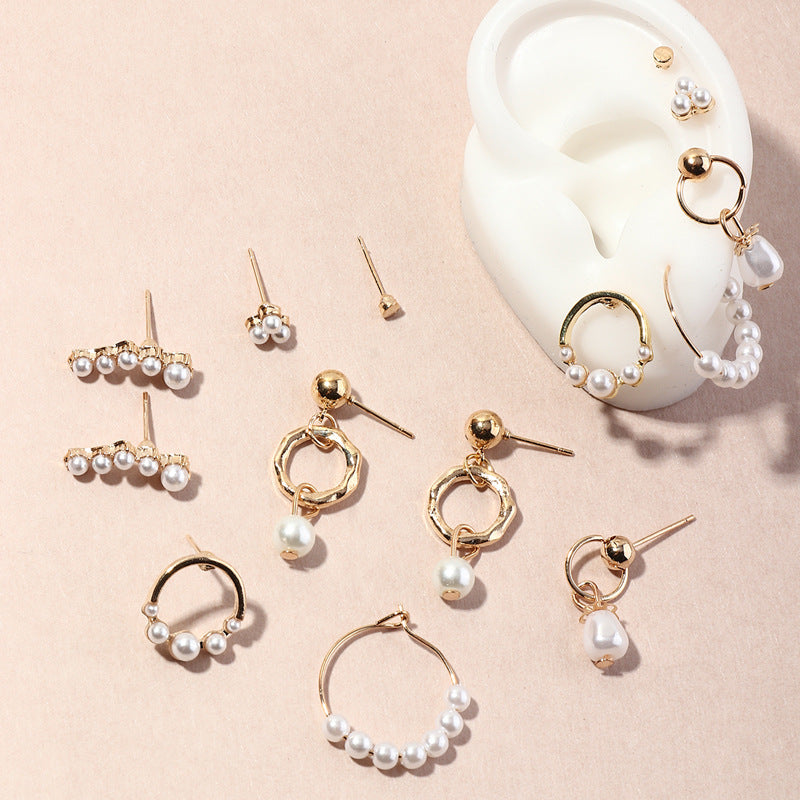 Women 7pcs Pearls Earrings - PrettyKid