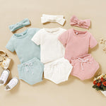 3-piece Solid T-shirt & Bloomers & Headband for Baby Girl Clothing Wholesale - PrettyKid