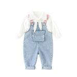 9months-5years Toddler Girl Sets Shirt & Wings Denim Suspenders Jeans Toddler Girl Spring Clothes - PrettyKid