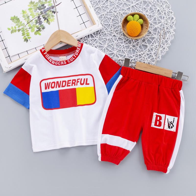 2-piece Color-block T-shirt & Pants for Children Boy - PrettyKid