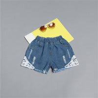 Grow Girl Lace Edge Denim Shorts - PrettyKid