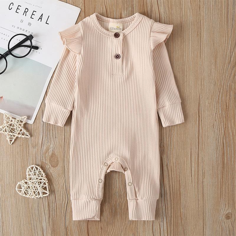 New Born Girl Ruffle Ribbed Jumpsuit - PrettyKid