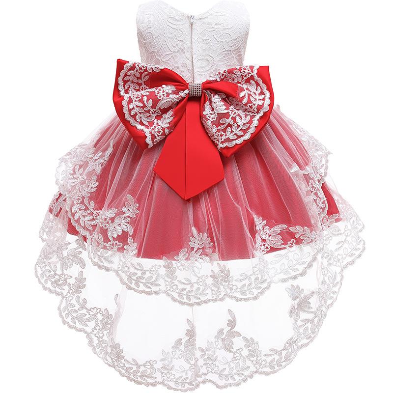 Toddler Girl Bow Decor Lace Braided Print Sleeveless Mesh Formal Dress - PrettyKid