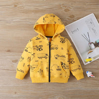 Baby Boys Cartoon Yellow Car Print Coat Jumpsuit Pants Set Wholesale Baby Clothes Online - PrettyKid