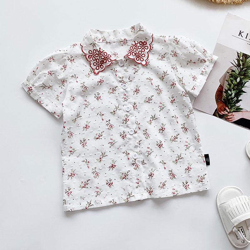 Toddler Girl Floral Pattern Summer Shirt Wholesale Children's Clothing - PrettyKid