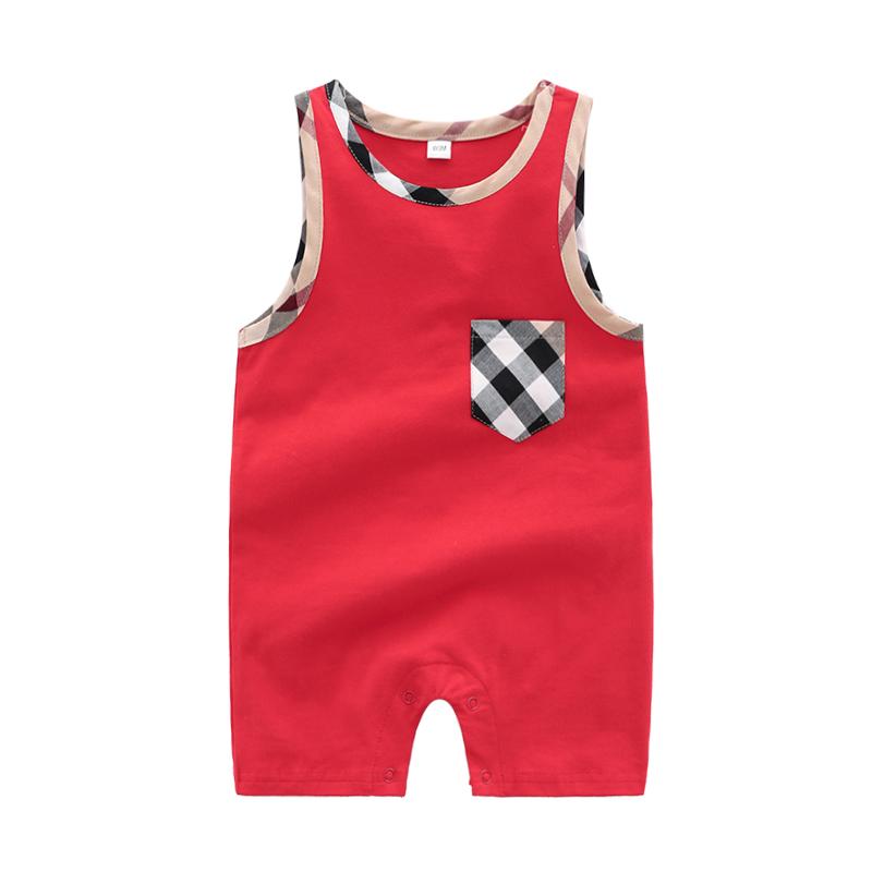 Plaid Sleeveless Bodysuit for Baby Children's clothing wholesale - PrettyKid