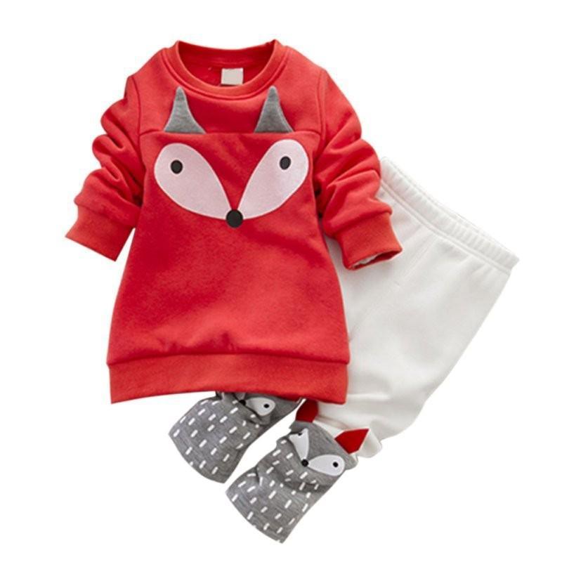 Fox Pattern Fleece-lined Suit for Toddler Girl - PrettyKid