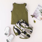 6M-3Y Baby Boys Outfits Sets Letter Tank Top Camo Shorts Wholesale Baby Clothing - PrettyKid