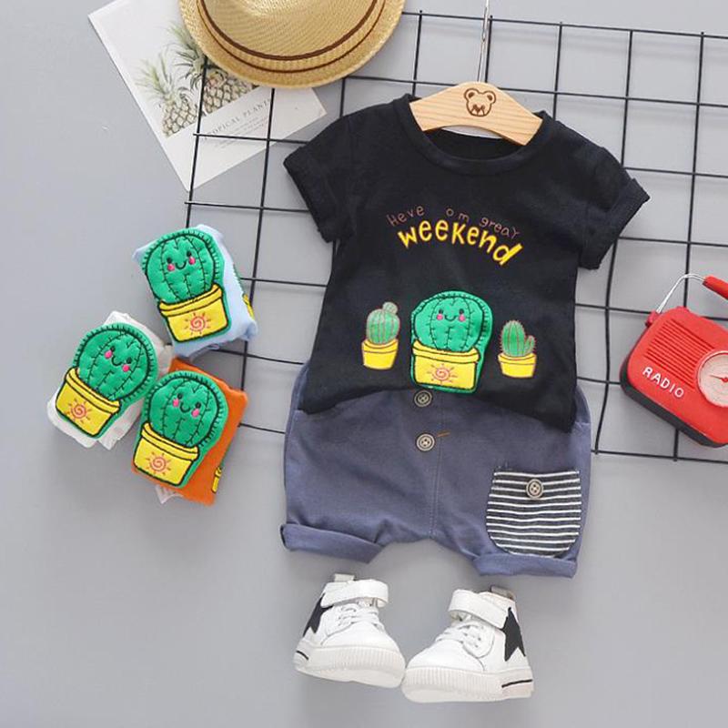 2-piece Creative Cactus Print T-shirt and Casual Suits Wholesale children's clothing - PrettyKid