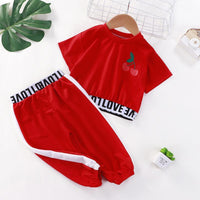 Toddler Girl 2pcs Sporty Style Summer Suit T-Shirt & Pants - PrettyKid