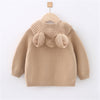 Wholesale Toddler Boys Hooded Solid Bear Sweater Cardigan in Bulk - PrettyKid