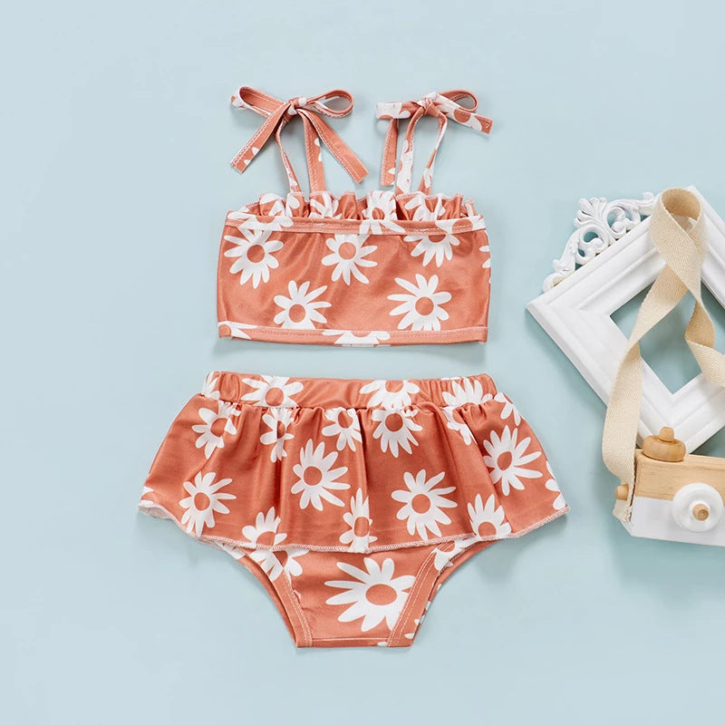 18months-6years Toddler Girl Swimwear Children's Swimsuit Flower Print Wholesale Girls Clothes - PrettyKid