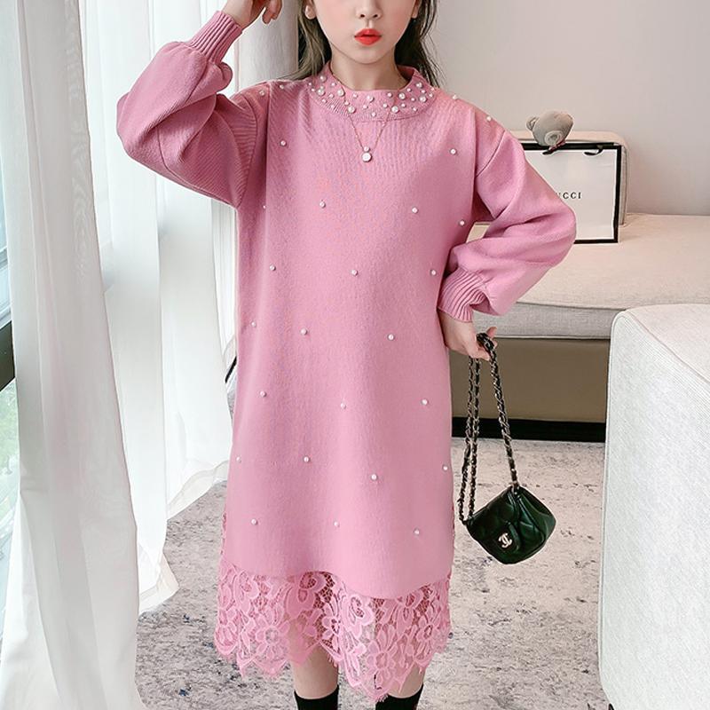 Sweet Solid Sweater Dress for Toddler Girls - PrettyKid