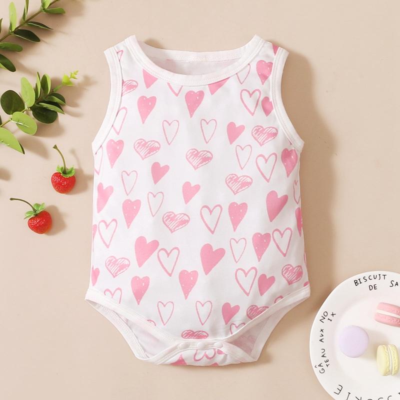 Baby Girl Heart-shaped Pattern Bodysuit - PrettyKid
