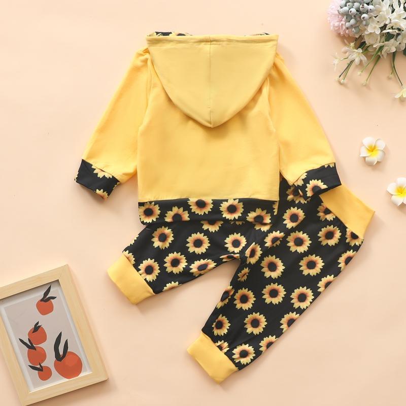 2-piece Hoodie & Sunflower Pattern Pants for Baby Girl - PrettyKid