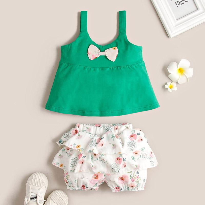 2-piece Sling Solid Tops & Skirt for Baby Gilr - PrettyKid