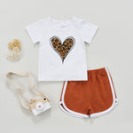 9months-5years Toddler Girl Sets Girls Suits Love Print Tops & Sports Shorts Suits Wholesale Baby Clothing - PrettyKid