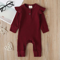 New Born Girl Ruffle Ribbed Jumpsuit - PrettyKid