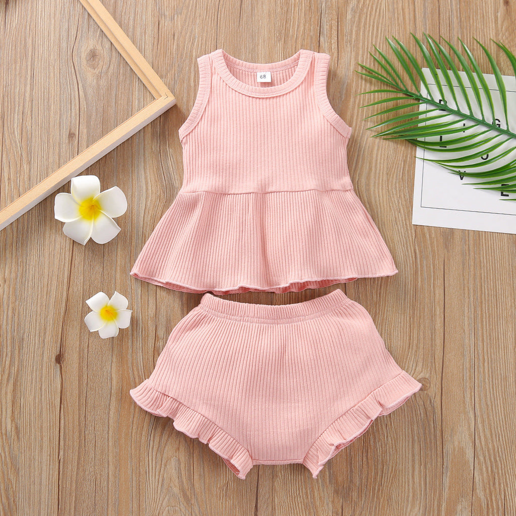 3-24months Baby Sets Baby Romper Suit Baby Summer New Cotton Sleeveless Vest & Shorts Two-Piece Wholesale - PrettyKid