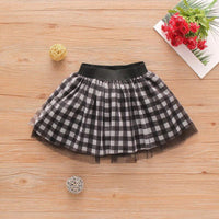 Toddler Girl Plaid Pattern Mesh Hem Summer Skirt - PrettyKid