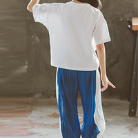 Girl Letter Pattern T-shirt & Color-block Pants - PrettyKid