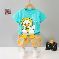 Toddler Boy Duck Print T-shirt & Duck Print Shorts - PrettyKid