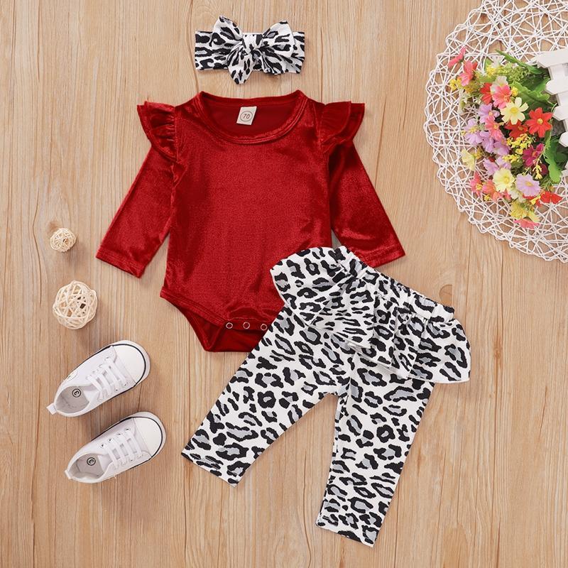 3-piece Solid Ruffle Bodysuit & Pants & Headband for Baby Girl Wholesale children's clothing - PrettyKid