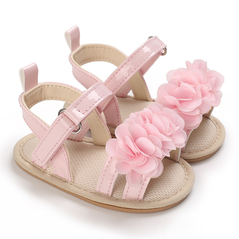 3-18M Flower Multi-Color Optional Flat Sandals For Baby Girls - PrettyKid