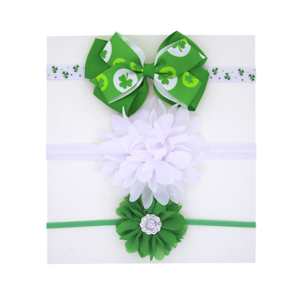 3 Piece Set Flower St. Patrick's Holiday Hair Tie KHB164605 - PrettyKid