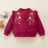 Toddler Girl Sweet Floral Embroidery Round Collar Sweatshirts - PrettyKid