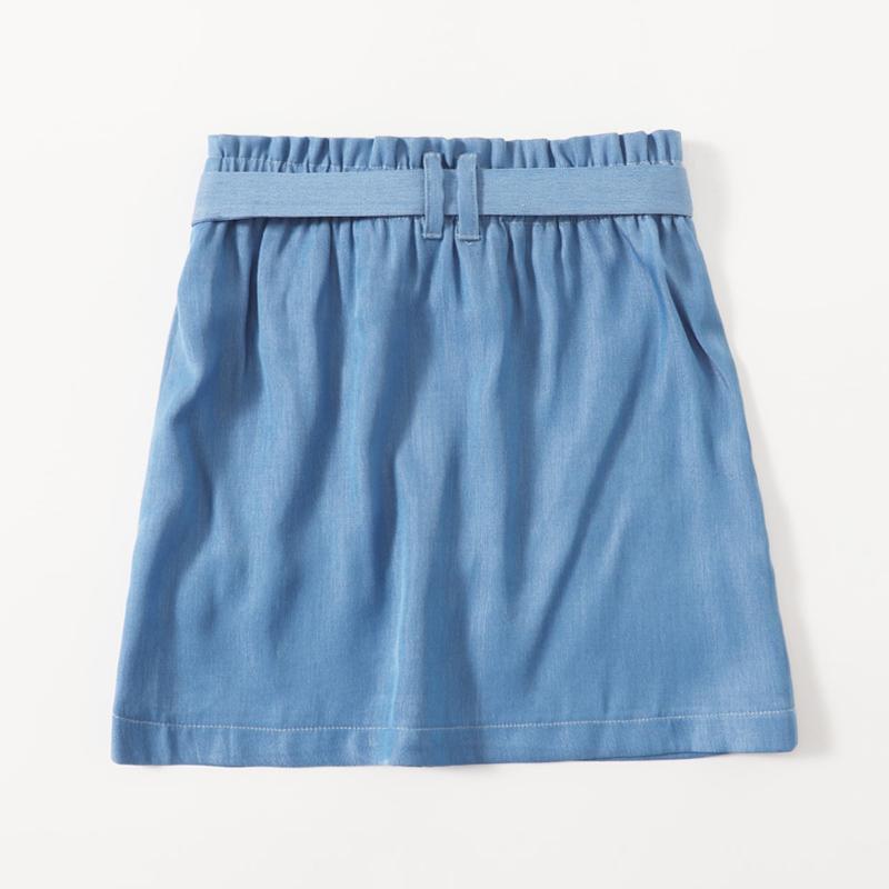 Girl Solid Color Belted Skirt - PrettyKid