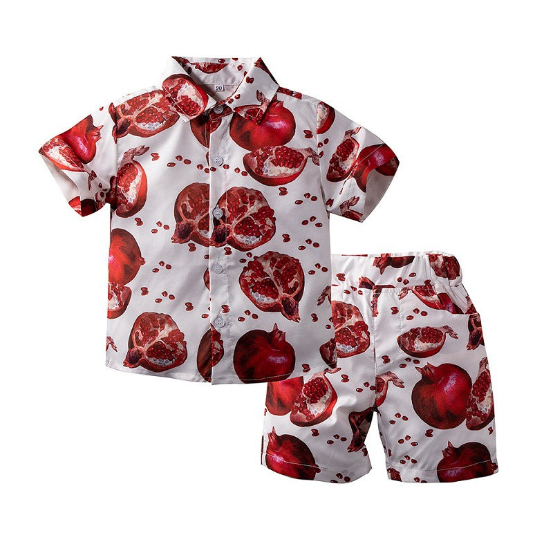 9M-6Y Toddler Boys Suit Sets Red Pomegranate Shirts & Shorts Wholesale Boys Clothing - PrettyKid
