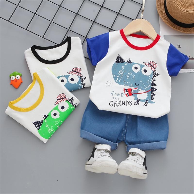 2-piece Cartoon Design T-shirt & Shorts for Toddler Boy Wholesale children's clothing - PrettyKid