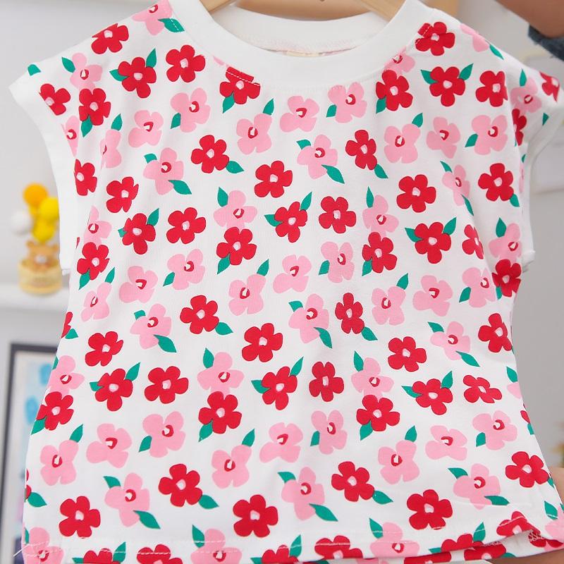 Toddler Girl Floral Print Top & Bowknot Pants - PrettyKid