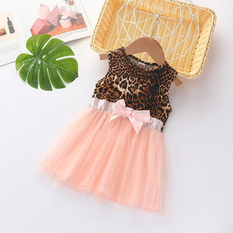 Leopard Pattern Patchwork Tulle Dress for Baby Girl Wholesale children's clothing - PrettyKid