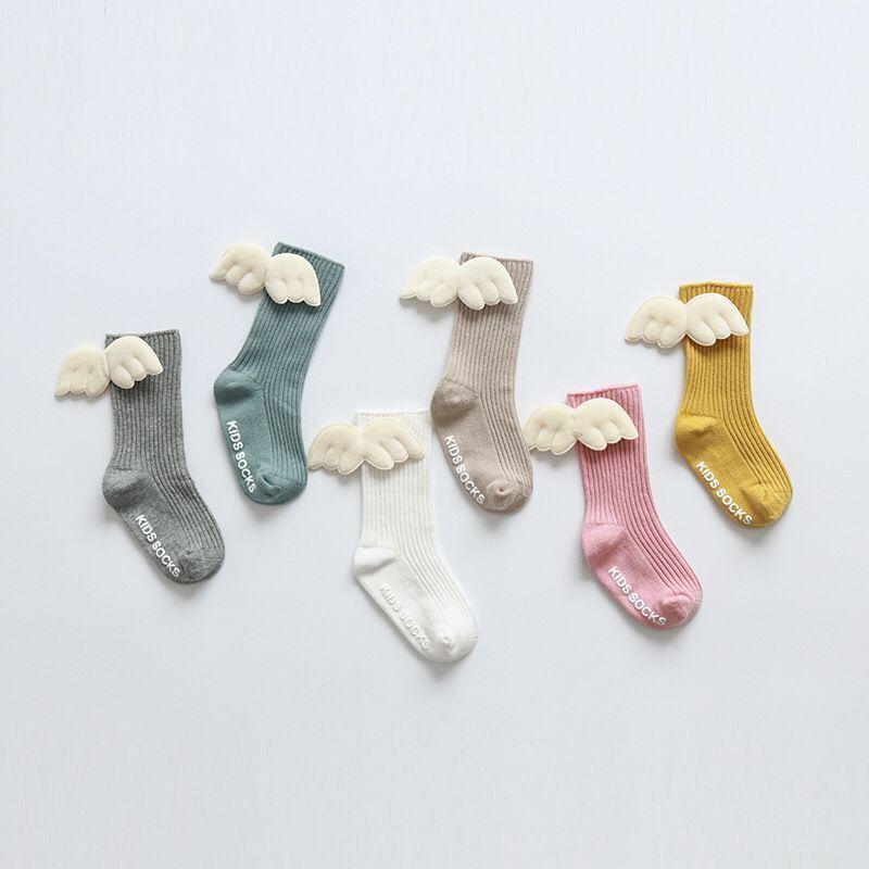 Cute Letter Pattern Soild Wing Decoration Socks - PrettyKid