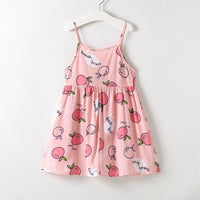 Toddler Girl Apple Print V-neckline Slip Dress - PrettyKid