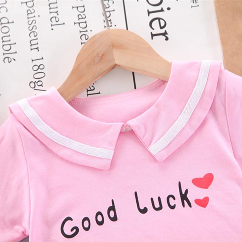 Toddler Girl Letter T-shirt & Solid Color Shorts Wholesale Children's Clothing - PrettyKid