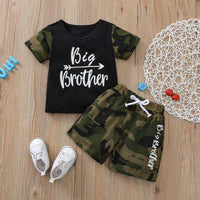 Toddler Boy Letter Print T-shirt & Camouflage Shorts - PrettyKid