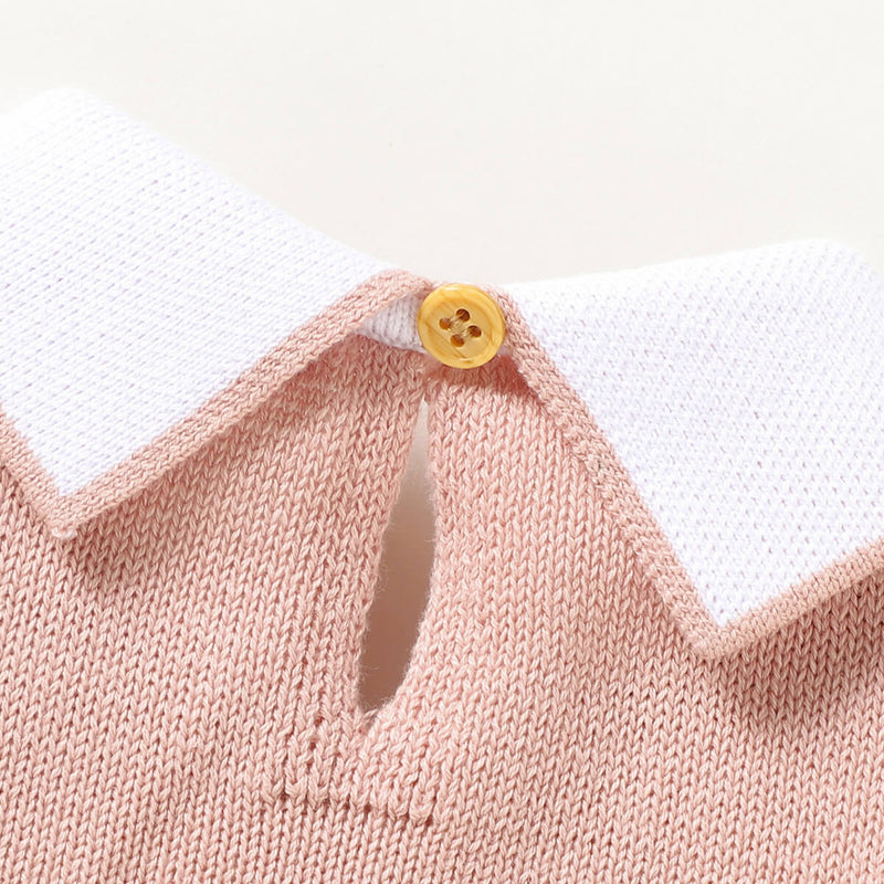 Wholesale Baby Knitwear Retro Color-block Plaid Pattern Long-sleeved Long-leg Romper in Bulk - PrettyKid