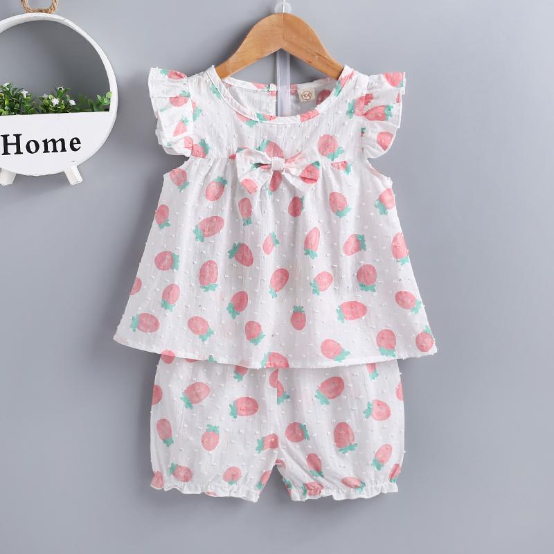 2-piece Strawberry Printed Blouse & Pants for Toddler Girl - PrettyKid