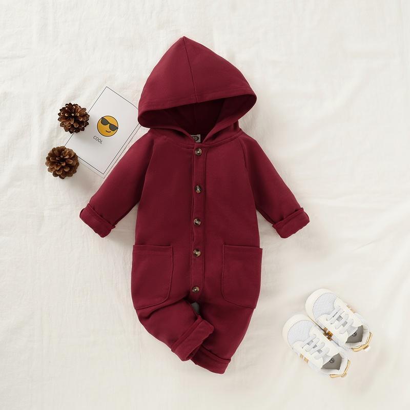 Solid Hooded Jumpsuit for Baby - PrettyKid