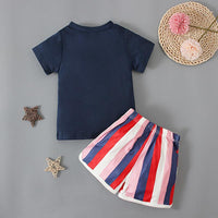 18M-6Y Toddler Girls Sets BRAVE BABE Striped Print T-Shirts & Shorts Wholesale Girls Clothes