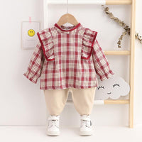 2-piece Ruffle Long Sleeve T-shirt & Pants for Children Girl - PrettyKid