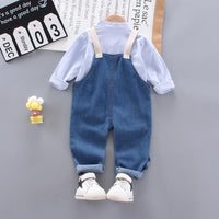 2-piece Cartoon Design Denim Dungarees & Shirt for Toddler Boy Children's Clothing - PrettyKid