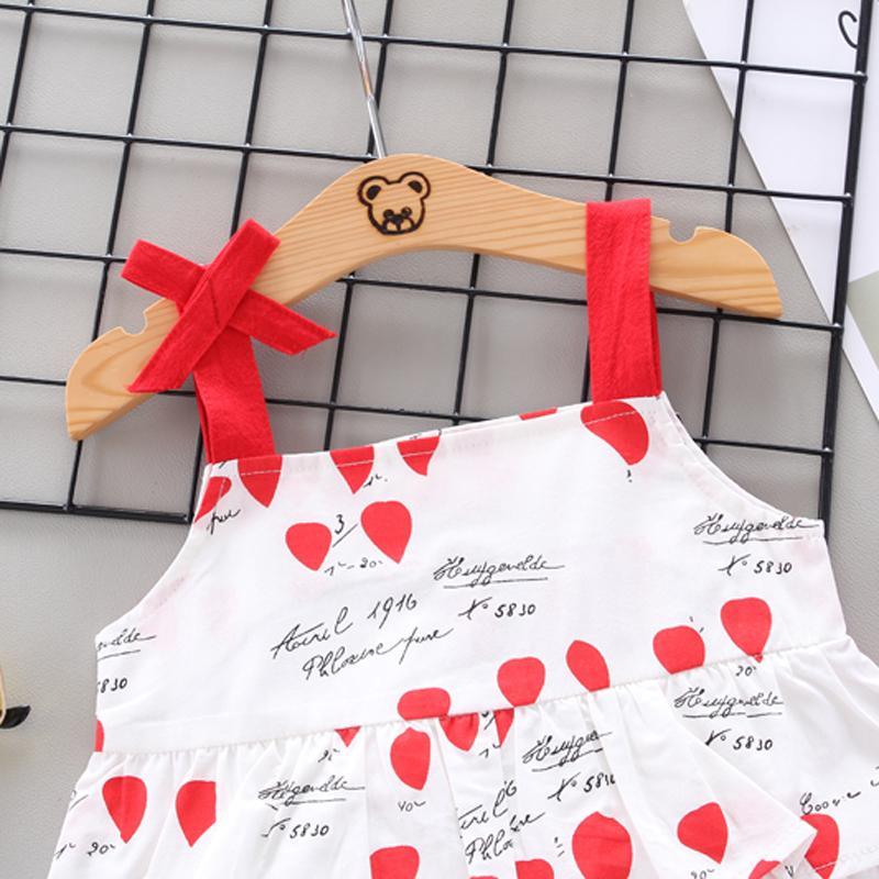 Toddler Girl Heart-shaped Suspender Top & Solid Color Shorts Wholesale Children's Clothing - PrettyKid