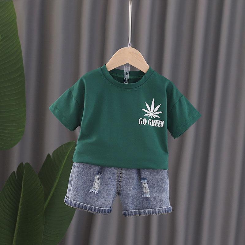 best children's clothing wholesale suppliers Toddler Boy Letter Pattern T-shirt & Shorts - PrettyKid