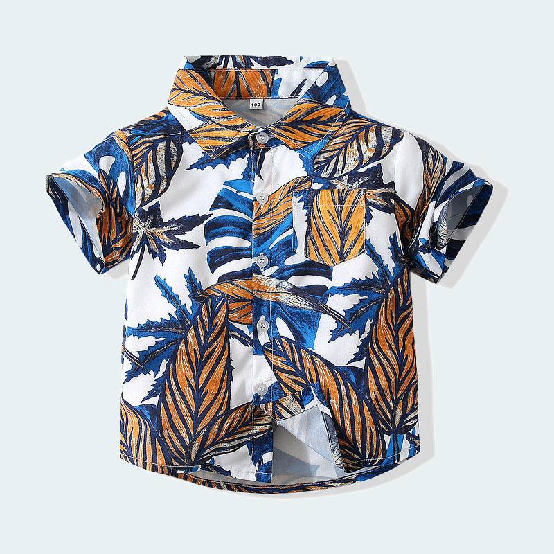 9M-4Y Little Boys Clothes Beach Tropical Leaves Shirts Wholesale Boys Clothes - PrettyKid