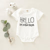 Hello Letter Printed Short-sleeved Round Neck Romper for Baby - PrettyKid