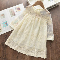 Solid Lace Floral Dress for Toddler Girl Wholesale children's clothing - PrettyKid